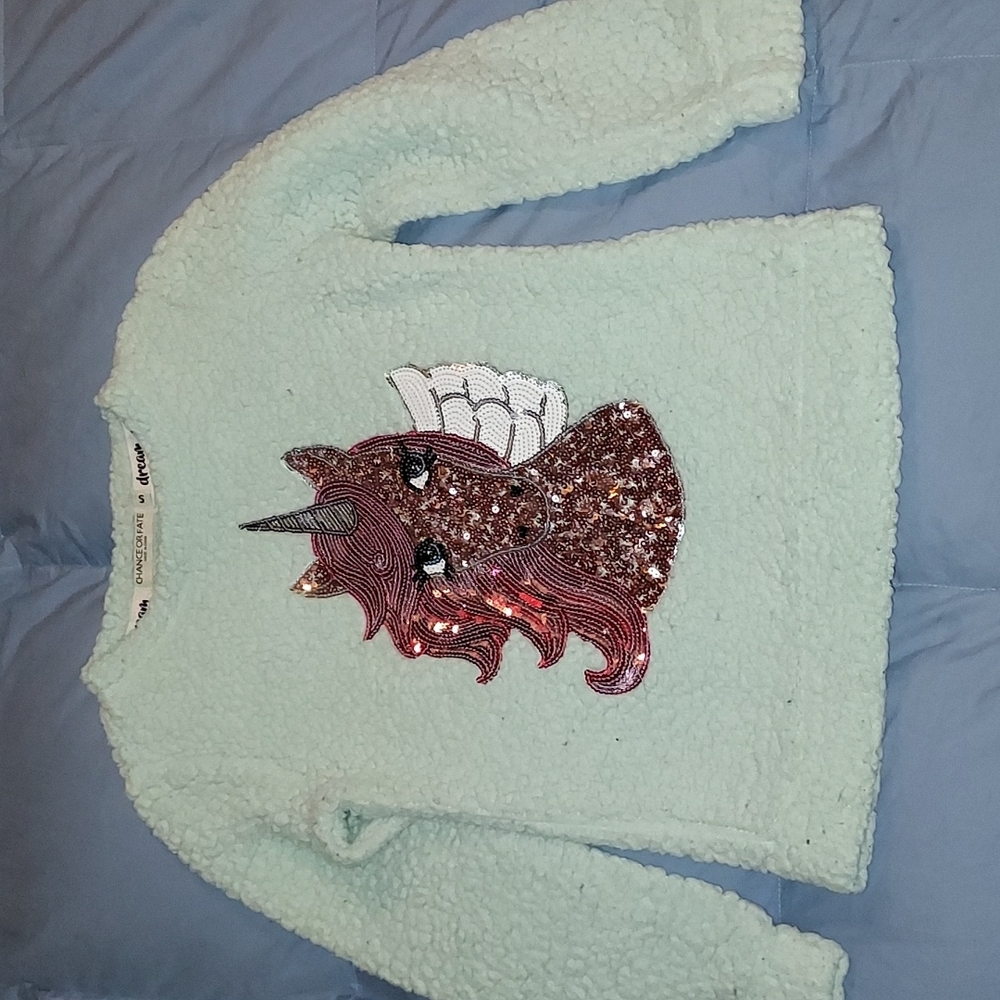 Girls Chance or Fate Unicorn Sweatshirt Size Small Mint Green
